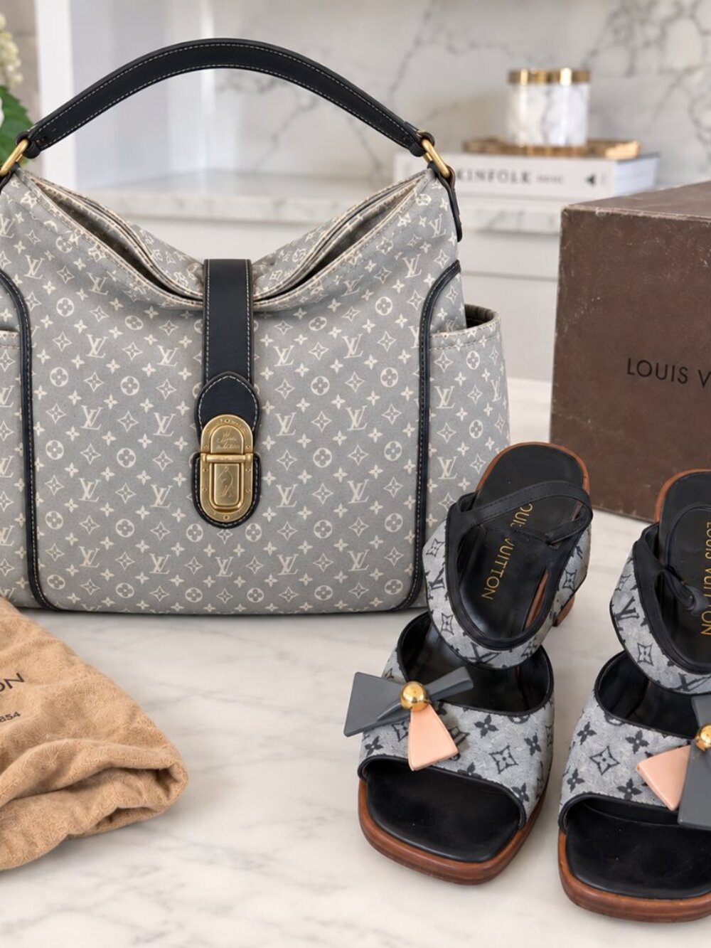 Louis Vuitton Idylle Romance Bag + Monogram Bow Sandals Set EU 38